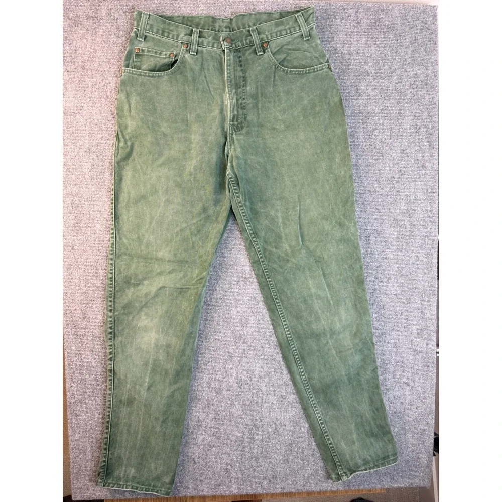Vintage Levis 541 Jeans 34x32 Green Cotton Fade USA Made Sample Garment Mens 90s